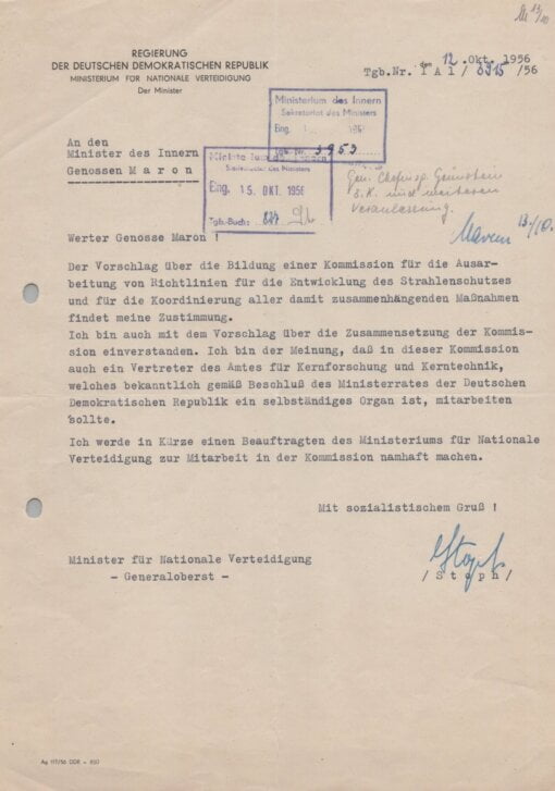 Autogramm von Willi Stoph 1956 DDR