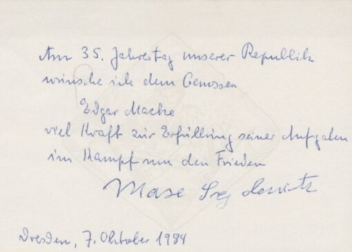 Autogramm von Max Seydewitz 1984 DDR