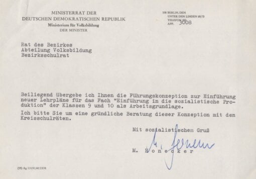 Autogramm von Margot Honecker 1980 DDR