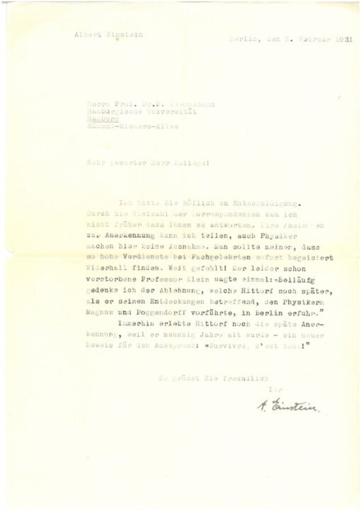 Autogramm von Albert Einstein 1931 Deutschland