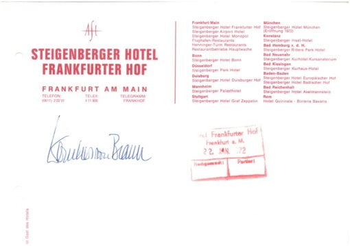Autogramm von Wernher von Braun 1959 Deutschland